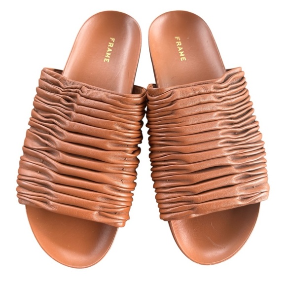 Frame Le Reese Slide Sandals in Tobacco, Size 39.5 - Picture 2 of 8